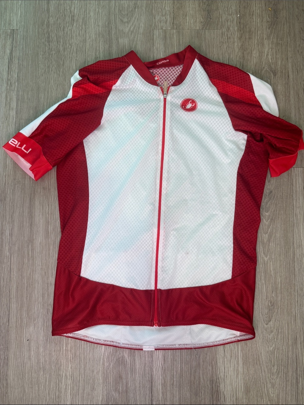 Castelli Red & White Cycling Jersey - Lightweight Full-Zip